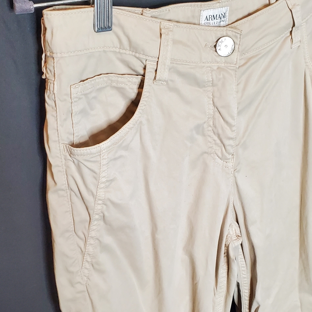 ❤️‍ VINTAGE Armani Collezioni 90s Designer Beige Casual Pants ~ estimated size 4 - Picture 2 of 13